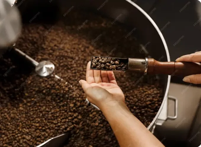 Golden beans Coffee roasting